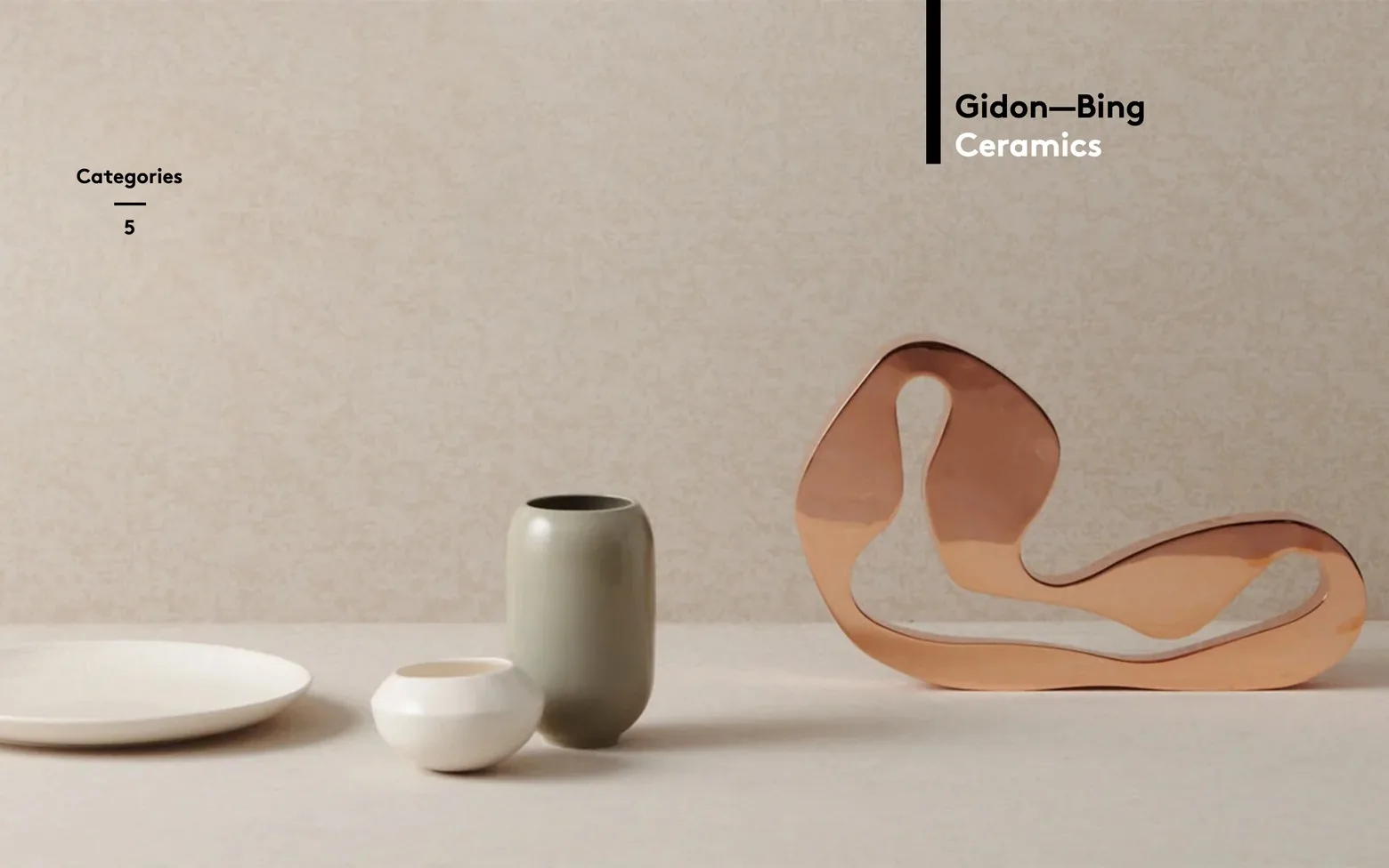 The Gidon Bing Ceramics website on a desktop