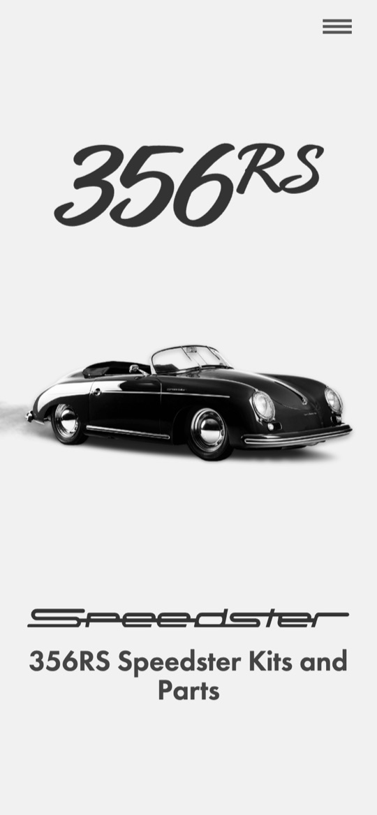 356RS Speedsters website on mobile