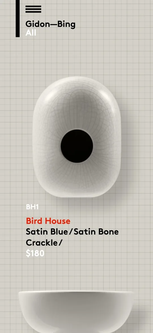 Gidon Bing Ceramics website on a phone