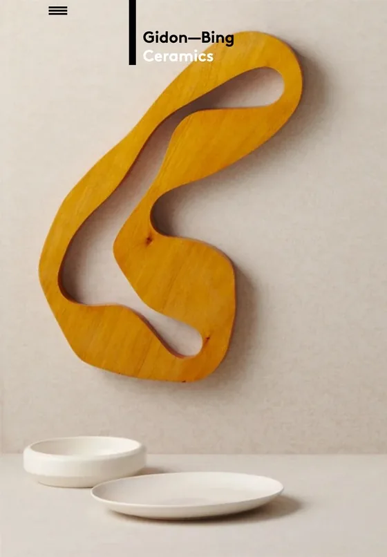The Gidon Bing Ceramics website on a tablet