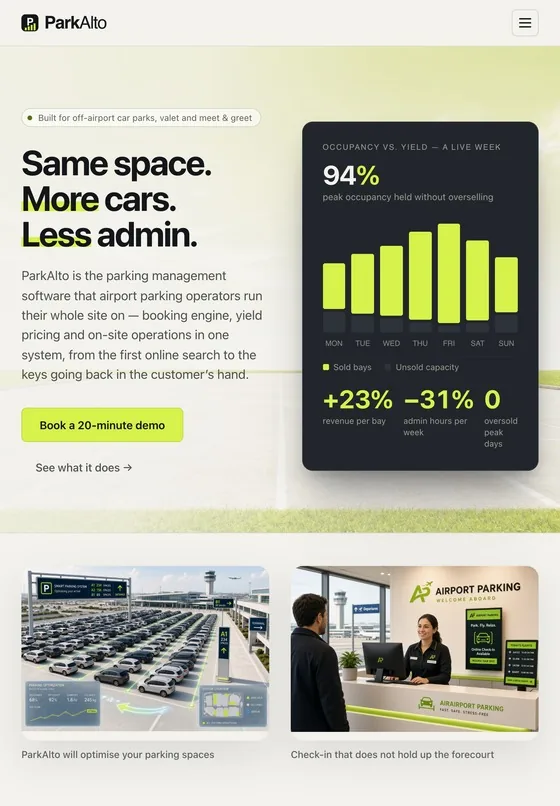 The ParkAlto website on a tablet