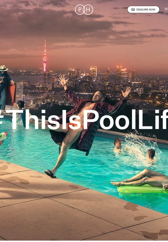 The The PoolHouse website on a tablet